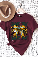US3001-E3090 Yellow Football Game Day Bow Graphic Tee $12.5