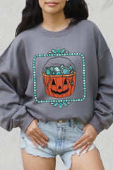 UL180P-E3140 Halloween turquoise pumpkin Plus Sweatshirt $25