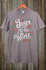 LS002-E3221 Joy to the World Christmas Graphic Vintage Tee $15.5