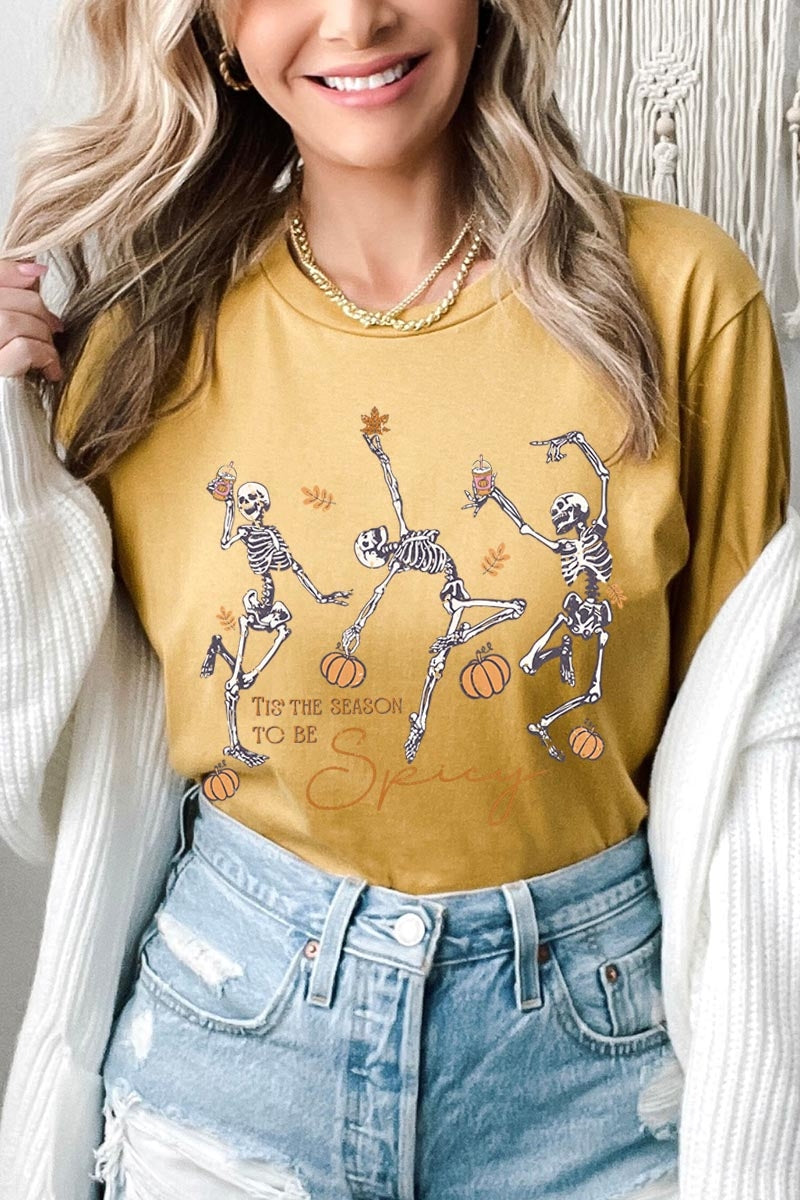 US3001P-E3123 Halloween Skeleton Graphic Plus Tee $16