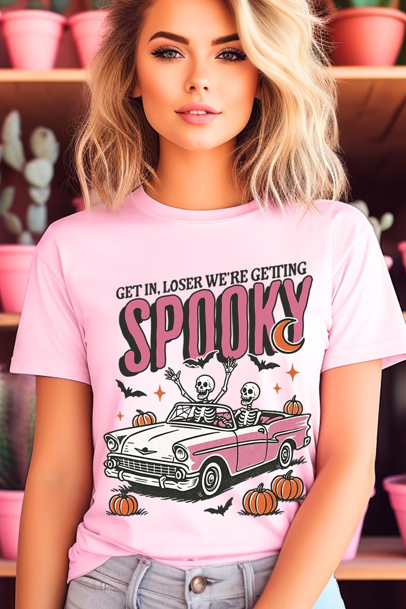 US3001-E3142 Spooky Skeleton Graphic Tee $12.5