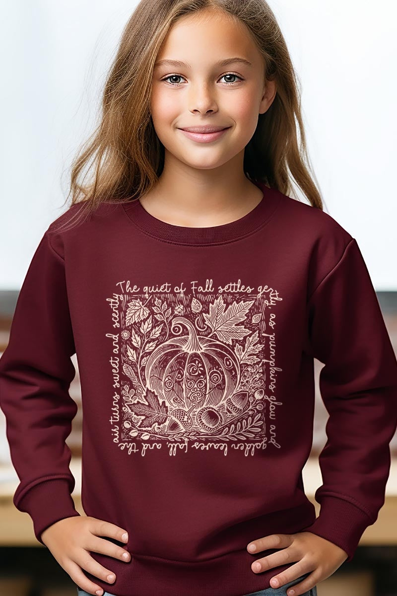 UL180B-E3112Z Fall Pumpkin Botanical Kids Graphic Sweatshirt $20