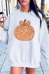 UL180P-E3135 Floral Fall Pumpkin Graphic Plus Sweatshirt $25