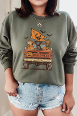 UL180-E3150 Halloween Truck Dogs Graphic Sweatshirt $20