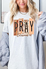 5000-E3166 Pray Fall Christian Graphic Heavy Cotton Tee $9