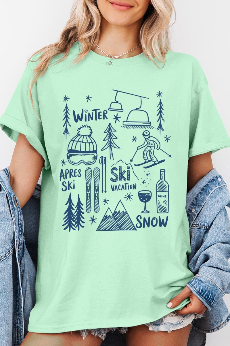 5000P-E3188 Ski Doodle Graphic Plus Heavy Cotton Tee $12.75