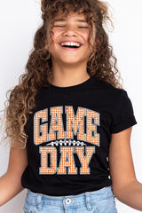 US3001Y-E3129Z Orange Gingham Game Day Kids Graphic Tee $11