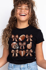 US3001Y-E3054Z Cute Football and Bow Kids Graphic Tee $11