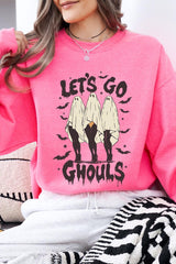 UL180P-E3160 Letu2019s Go Ghouls Ghost Graphic Plus Sweatshirt $25