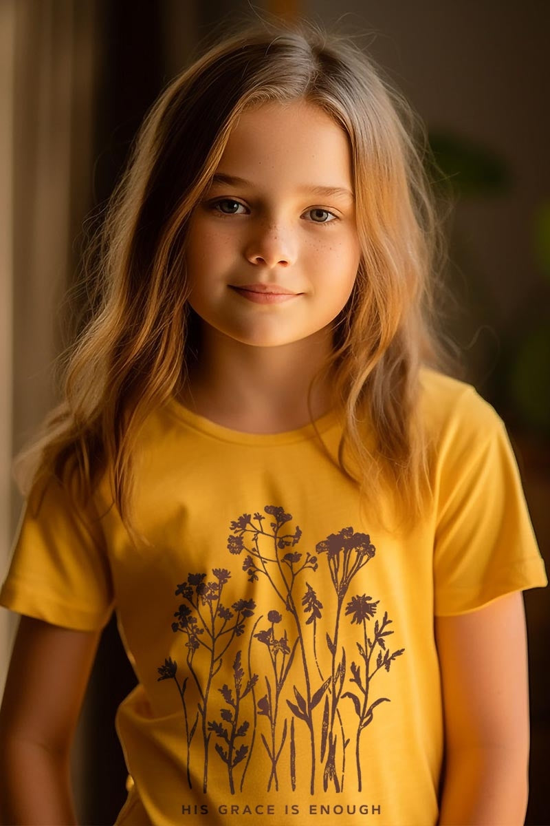 US3001Y-E3146Z Christian Wildflower Kids Graphic Tee $11