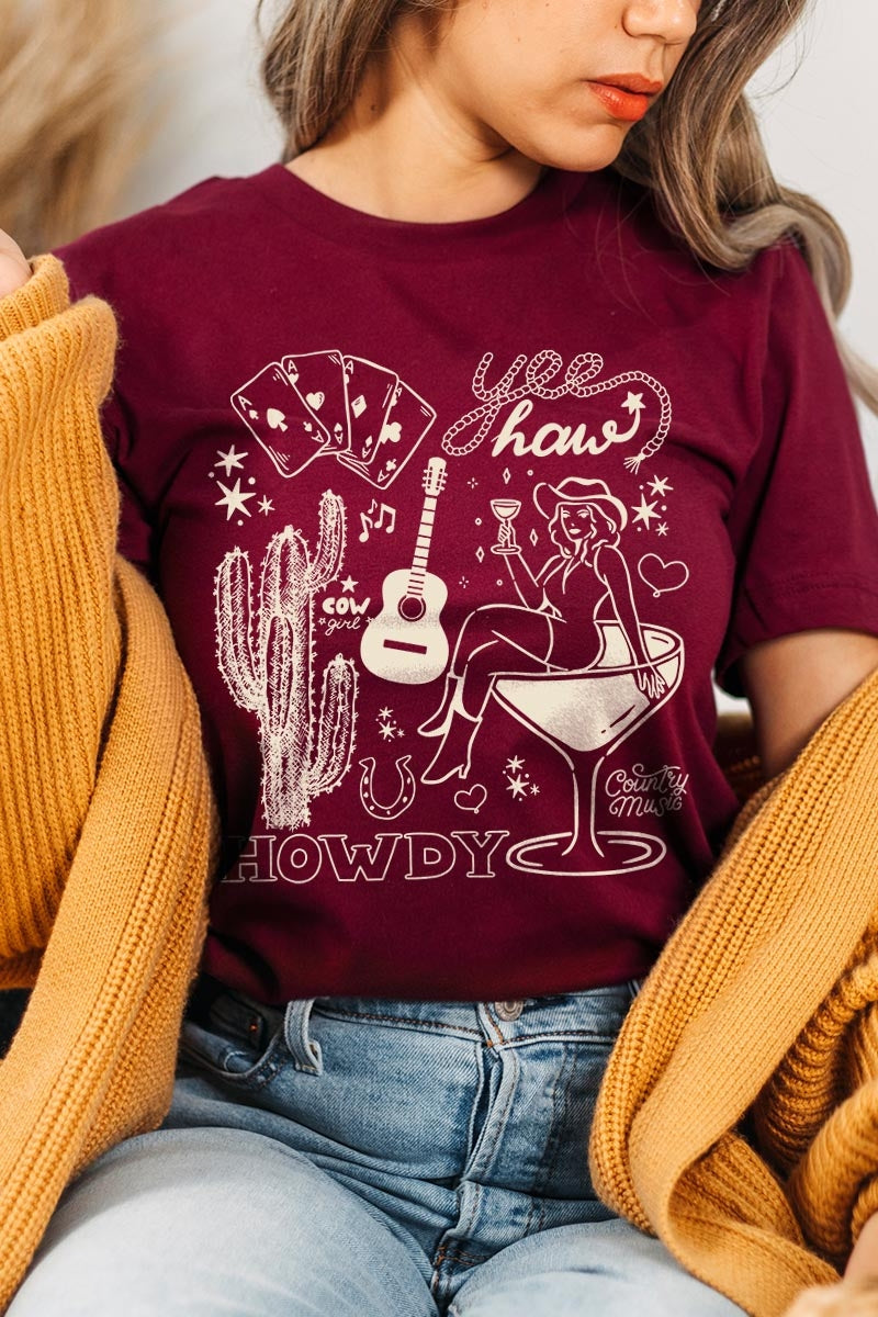 US3001P-E3097 Cowgirl Country Music Graphic Plus Tee $16