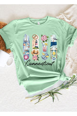 US3001P-E3061CT Connecticut State Brushstroke Graphic Plus Tee $16