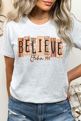 US3001P-E3167 Believe Fall Christian Graphic Plus Tee $16