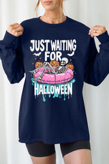 UL240-E3138 Just Waiting For Halloween Graphic Long Sleeve Tee $13.75
