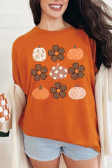 5000-E3117 Pumpkins & Flowers Fall Graphic Heavy Cotton Tee $9