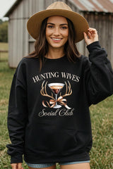 UL180P-E3191 Hunting Wives Social Club Graphic Plus Sweatshirt $25