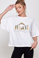 CTS-E3183 Nativity Gift Graphic Relaxed Crop Top $11