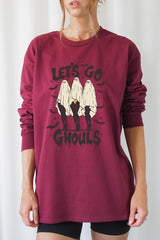 UL240P-E3160 Letu2019s Go Ghouls Ghost Graphic Plus Long Sleeve Tee $17