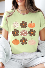 US3001-E3117 Pumpkins & Flowers Fall Graphic Tee $12.5