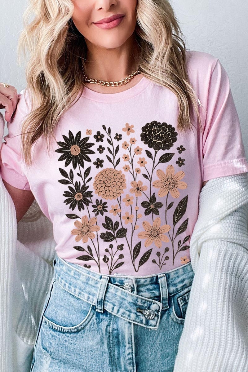 US3001P-E3178 Fall Floral Garden Graphic Plus Tee $16