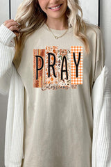 5000-E3166 Pray Fall Christian Graphic Heavy Cotton Tee $9