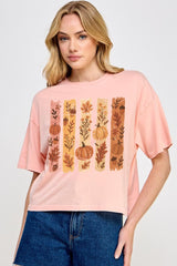 CTS-E3110 Brushstroke Boho Fall Graphic Relaxed Crop Top $11