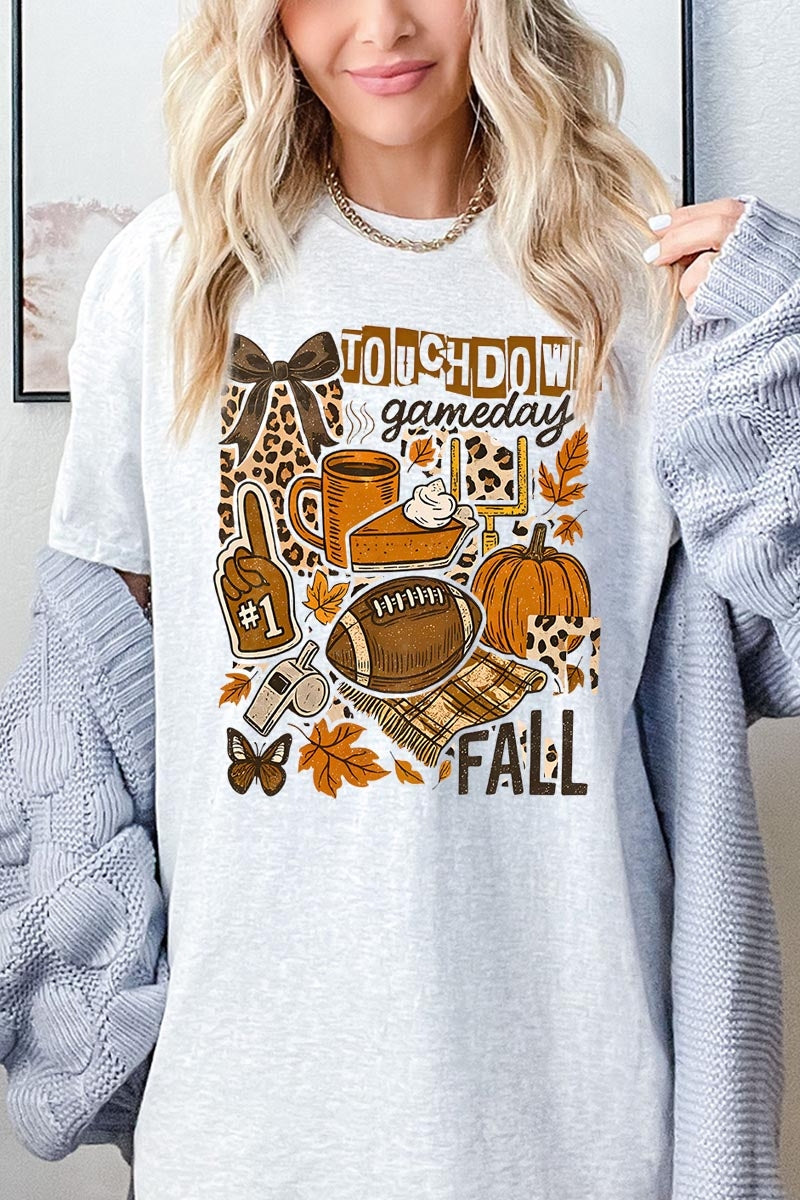 5000-E3134 Fall Football Collage Graphic Heavy Cotton Tee $9