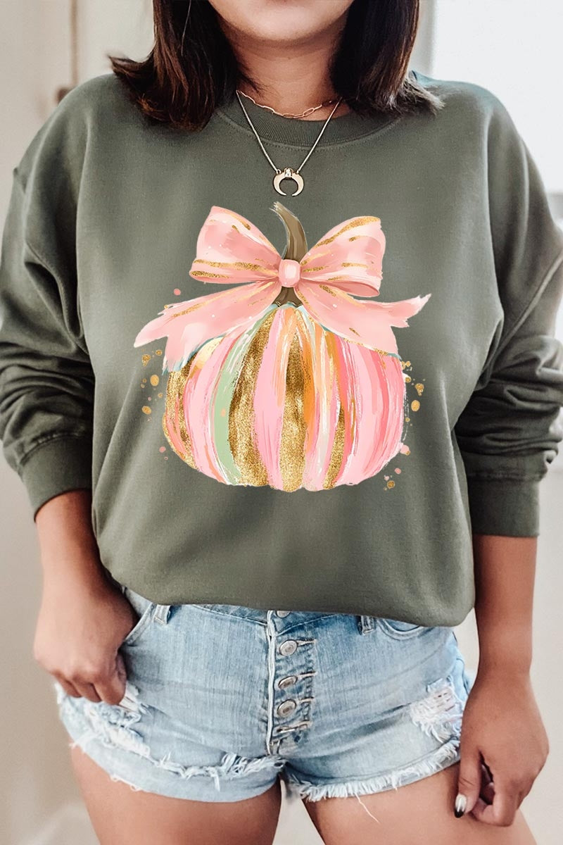 UL180P-E3083 Brushstroke Pumpkin Graphic Plus Sweatshirt $25