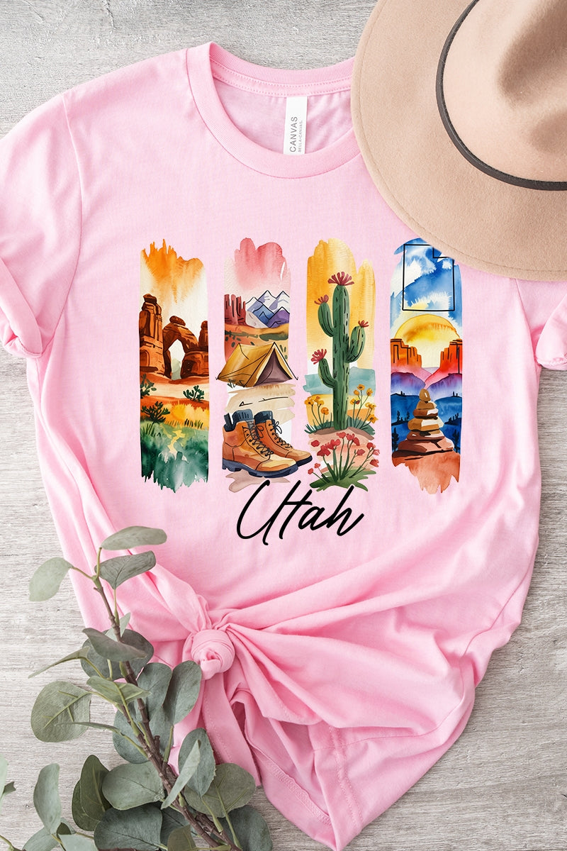 US3001P-E3061UT Utah State Brushstroke Graphic Plus Tee $16
