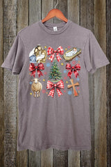 LS002-E3219 Nativity Scene Christmas Graphic Vintage Tee $15.5
