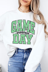 UL180-E3128 Green Gingham Game Day Graphic Sweatshirt $20