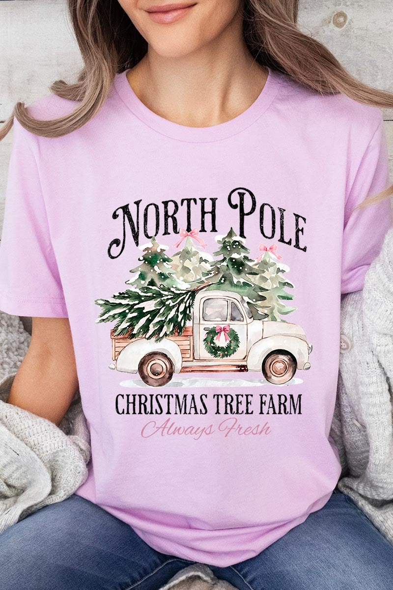 US3001-E3174 North Pole Christmas Graphic Tee $12.5
