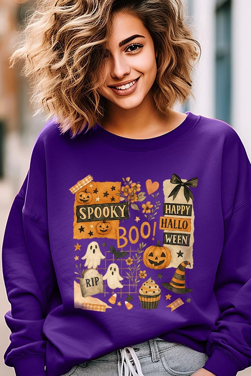 UL180P-E3084 Halloween collage Graphic Plus Sweatshirt $25