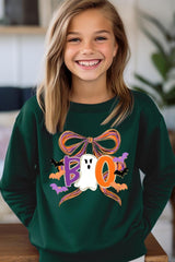 UL180B-E3120Z Boo Brushstroke Bow Kids Graphic Sweatshirt $20