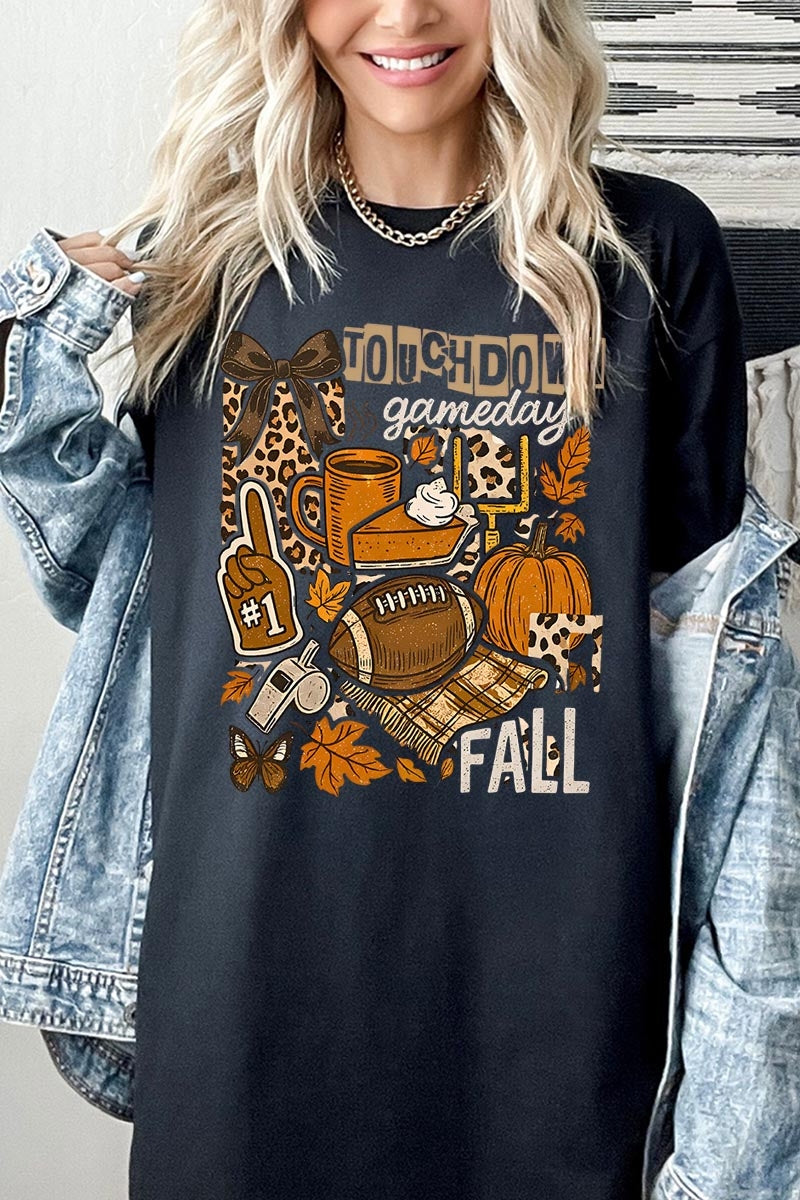 5000P-E3134 Fall Football Collage Plus Heavy Cotton Tee $12.75