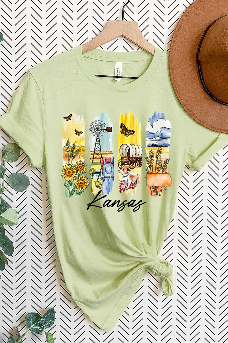 US3001-E3061KS Kansas State Brushstroke Graphic Tee $12.5