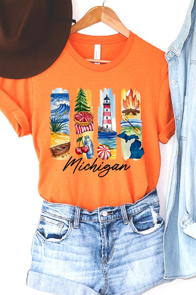 US3001P-E3061MI Michigan State Brushstroke Graphic Plus Tee $16