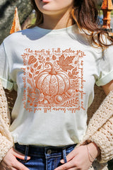 US3001-E3112 Fall Pumpkin Botanical Graphic Tee $12.5