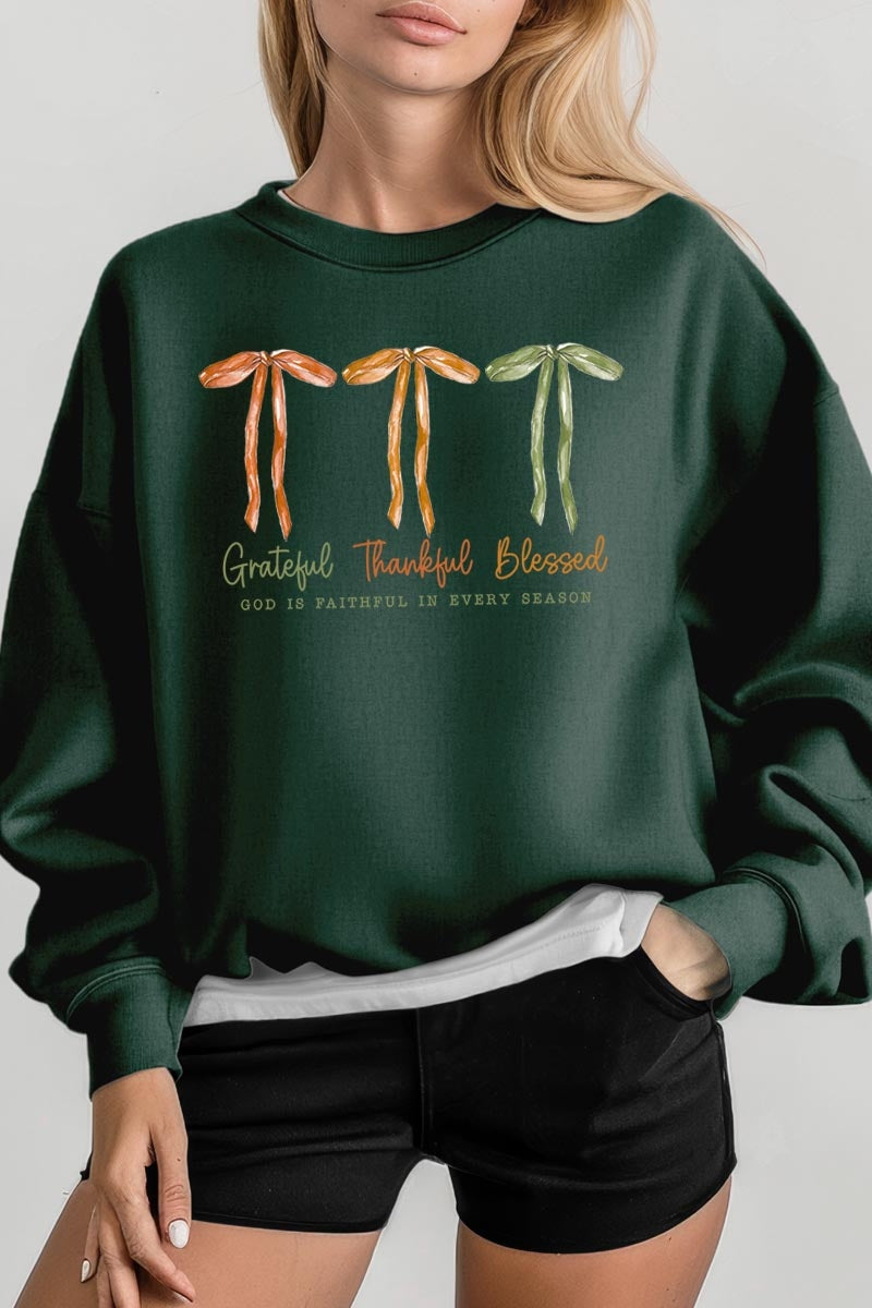 UL180P-E3111 Grateful Thankful Blessed Graphic Plus Sweatshirt $25