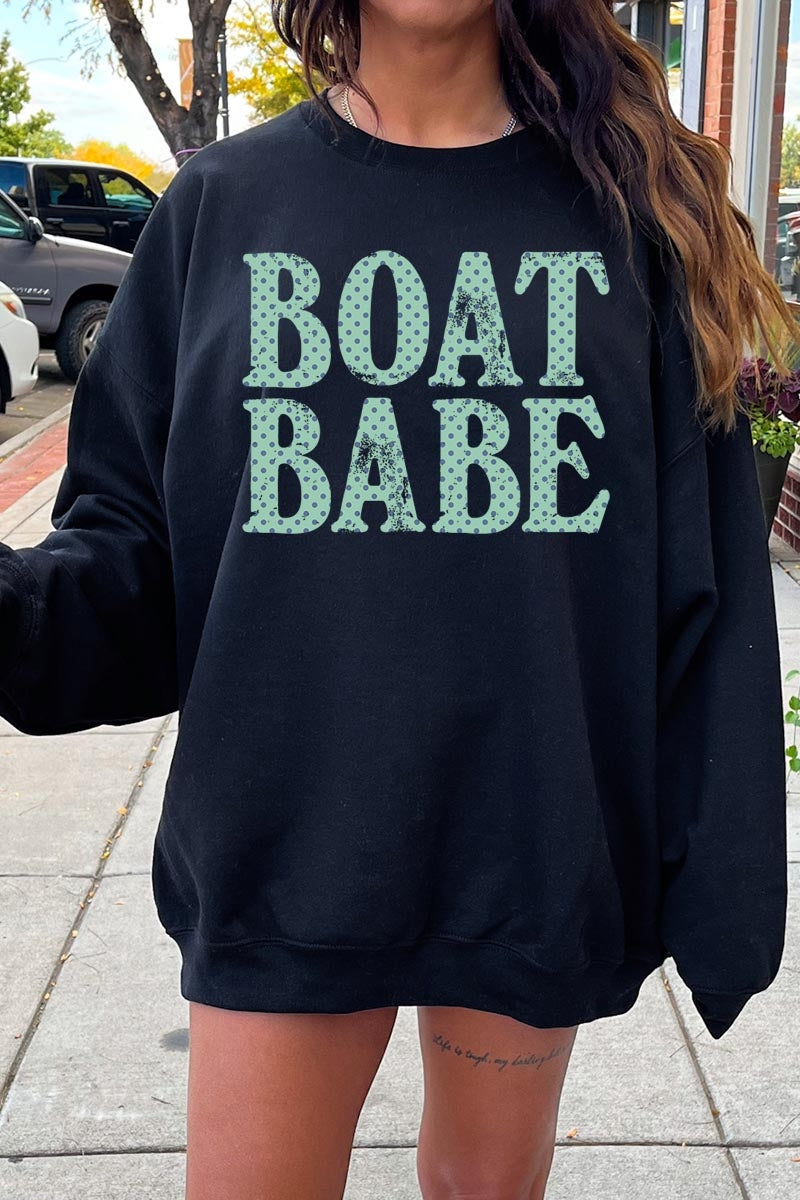 UL180-E3466 Boat Babe Dot Graphic Sweatshirt $20