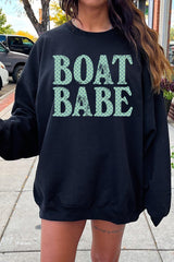 UL180-E3466 Boat Babe Dot Graphic Sweatshirt $20