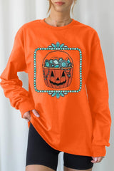 UL240-E3140 Halloween turquoise pumpkin Long Sleeve Tee $13.75