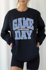 UL240P-E3130 Blue Gingham Game Day Graphic Plus Long Sleeve Tee $17