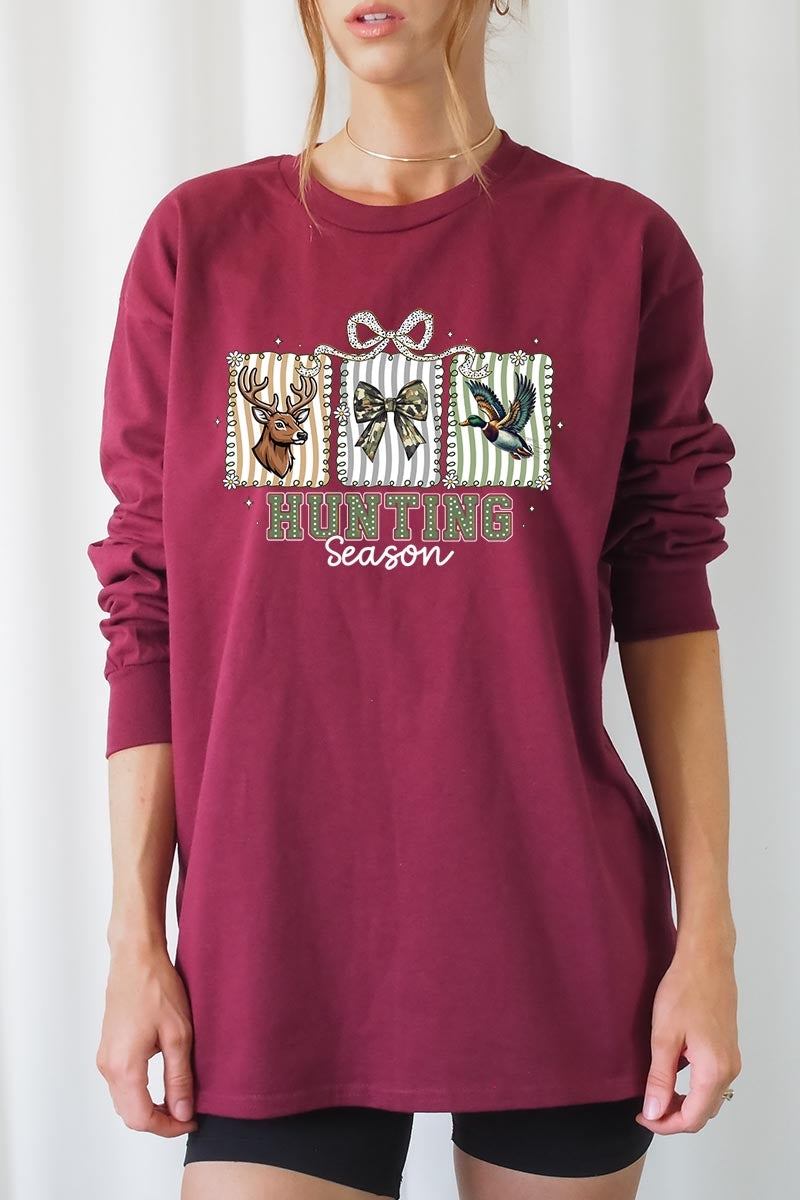 UL240P-E3192 Deer & Duck Hunting Season Graphic Plus Long Sleeve Tee $17