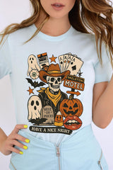 US3001P-E3107 Spooky Western Skeleton Graphic Plus Tee $16