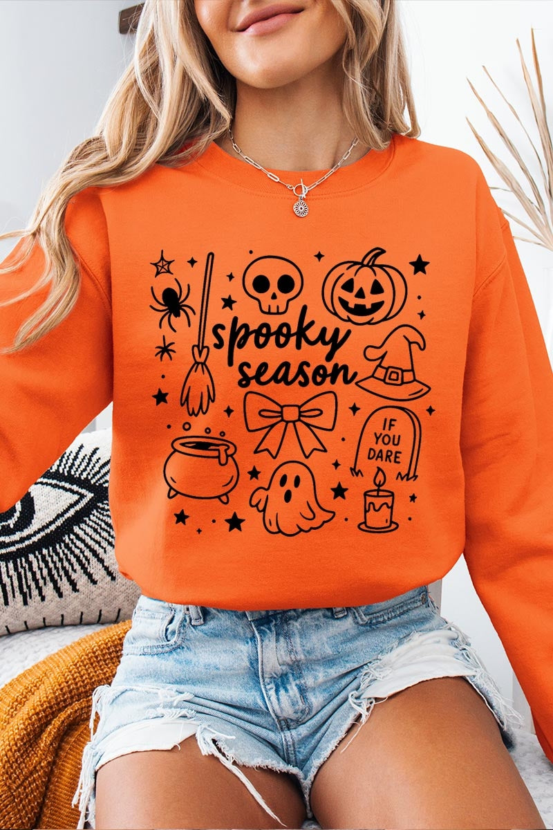 UL180-E3141 Halloween Doodle Graphic Sweatshirt $20