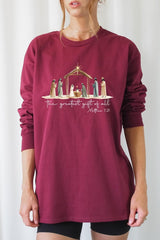 UL240-E3183 Nativity Gift Graphic Long Sleeve Tee $13.75