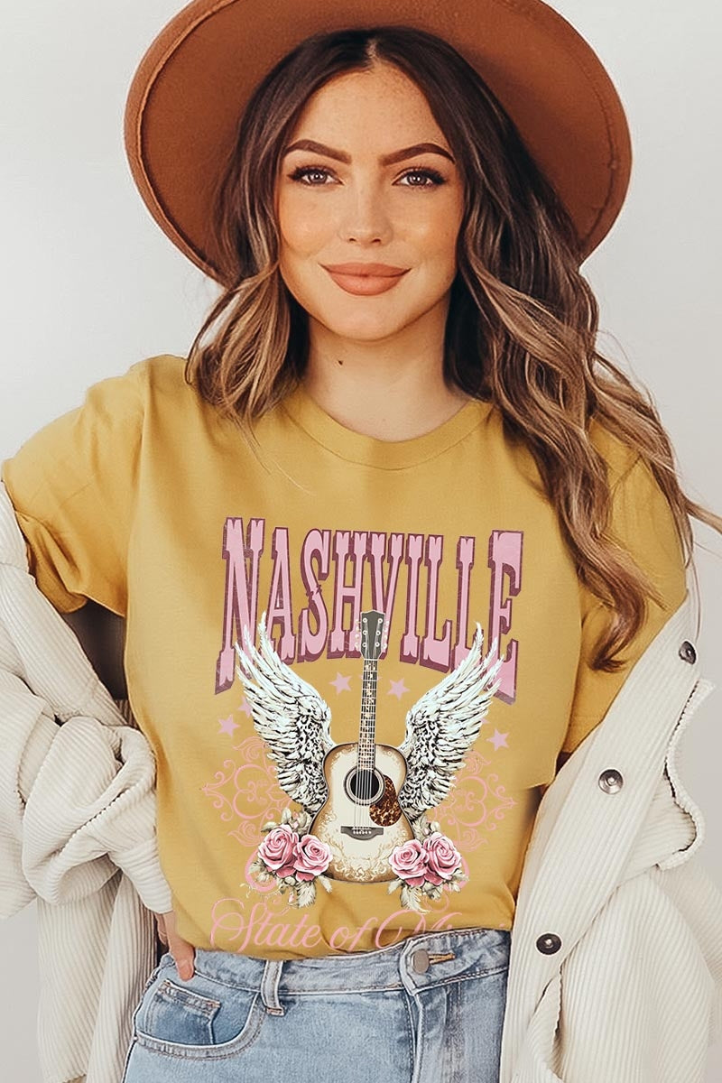 US3001-E3157 Nashville Rose Graphic Tee $12.5