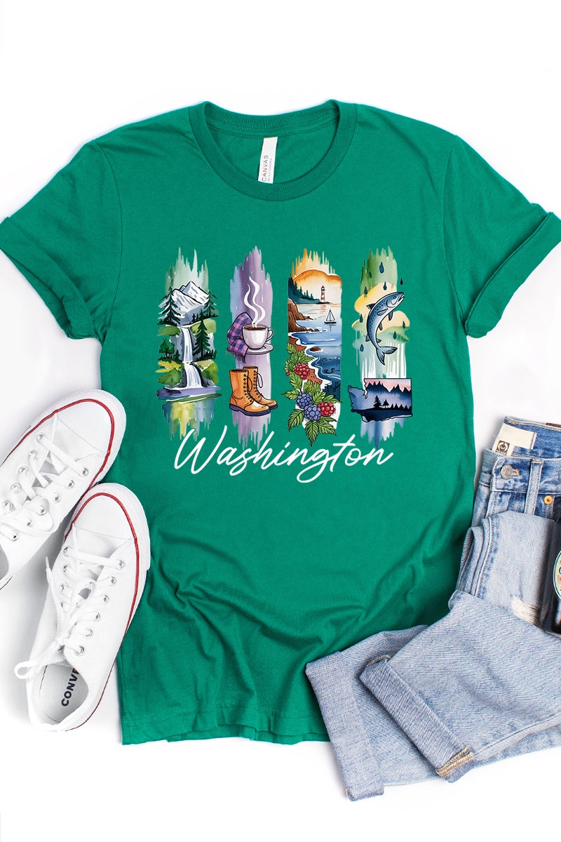 US3001-E3061WA Washington State Brushstroke Graphic Tee $12.5