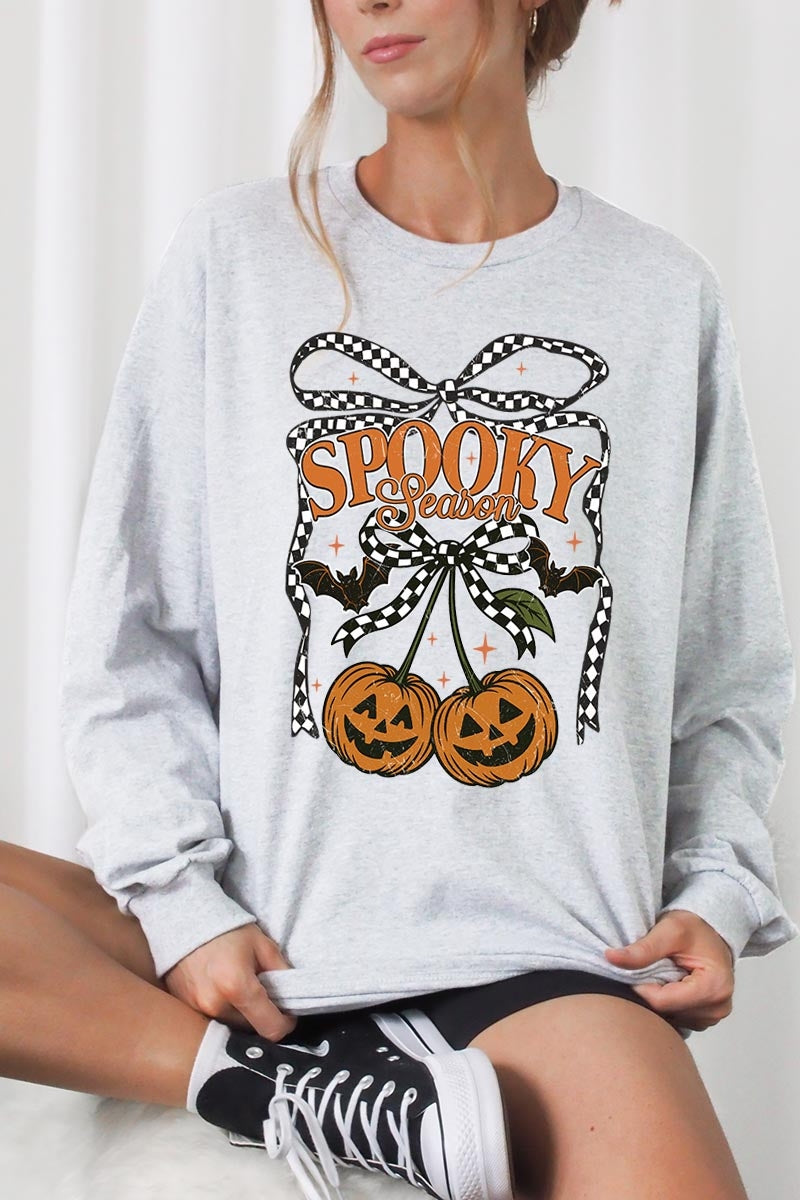 UL240P-E3085 Pumpkin Cherries Graphic Plus Long Sleeve Tee $17
